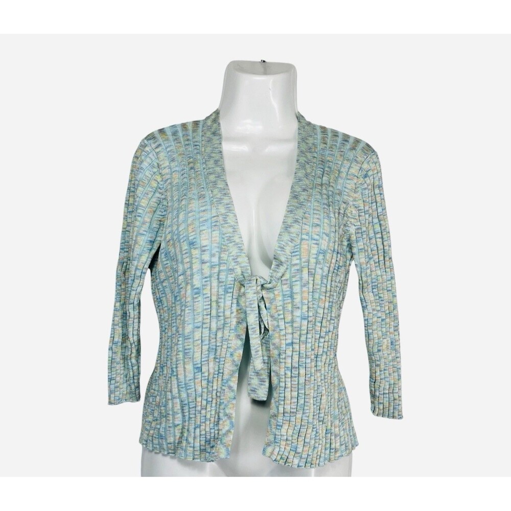 JH Collectibles Petite XL Knit Shrug Cardigan Space Dye Coastal Grandma Blue Vtg